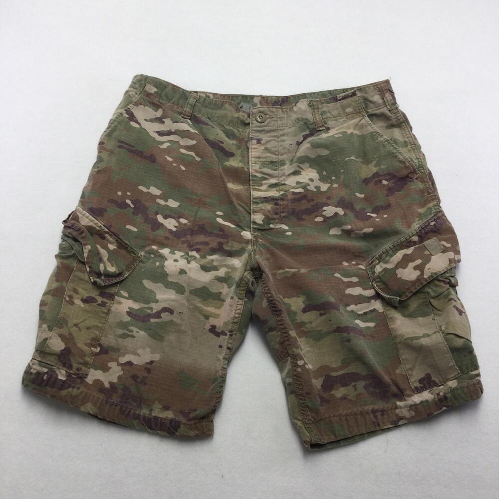 Insect Shield Cargo Shorts Mens 38 Green Camo Ripstop Insect Repellent 12 Inseam